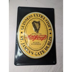 Guinness Extra Stout Metal bar sign beer man cave sports room 8"x12" Dublin